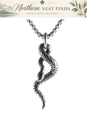 Stainless Steel Gothic Snake Pendant Necklace 22 Inch Chain